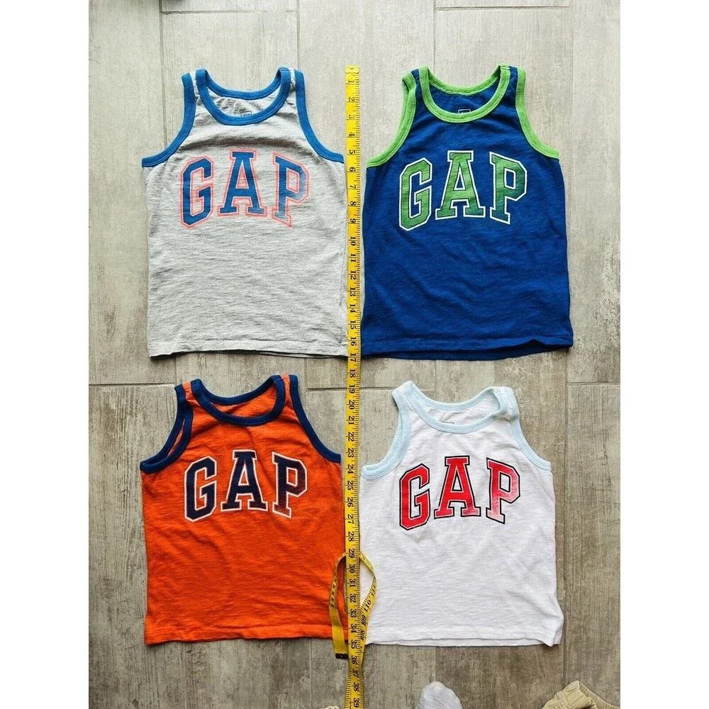 Gap Kids Boy Toddler Graphic Print Tank Top Shirt Set Lot of 4 Sleeveless XS 4-5
